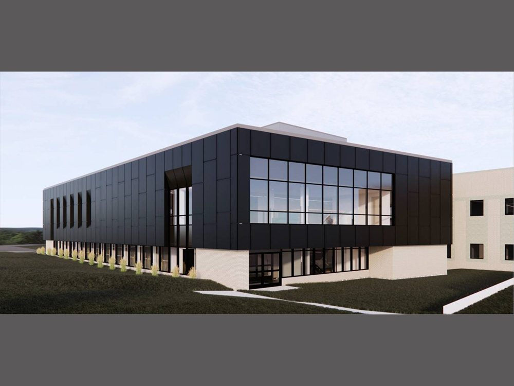 Exterior rendering of the clinic expansion at WinnMed in Decorah.