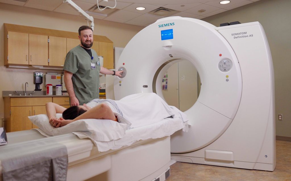Patient entering CT