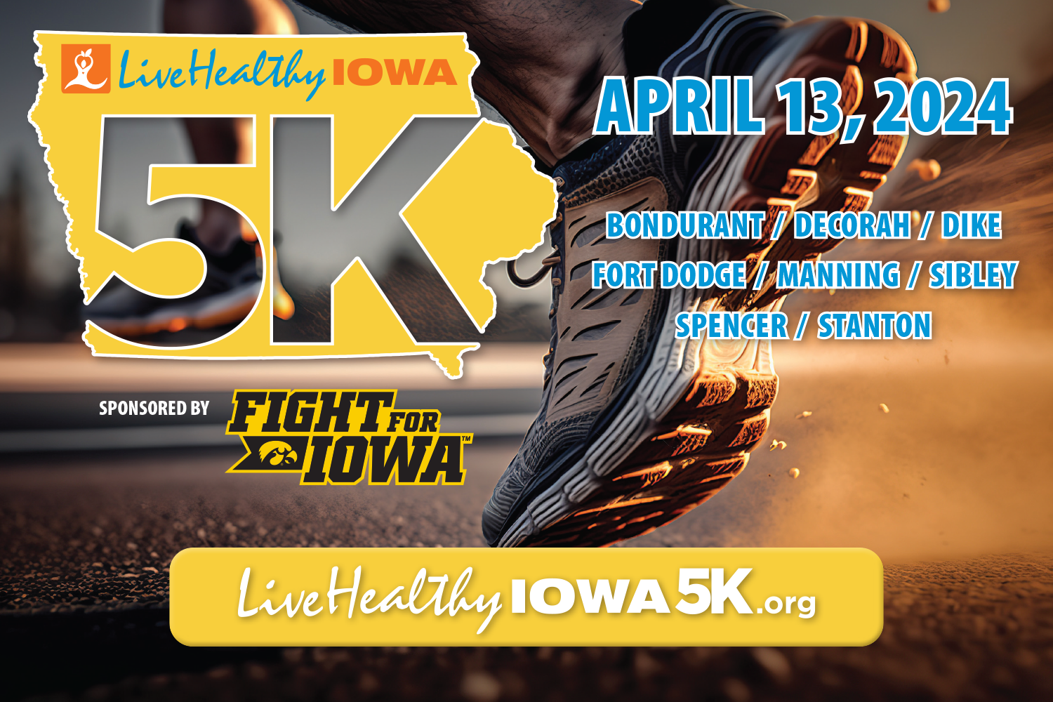 Live Healthy 5K will be held on Saturday, April 13, 2024.