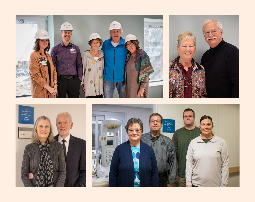 Four photos of donors that have given a monetary gift to the WinnMed Obstetrics Department.