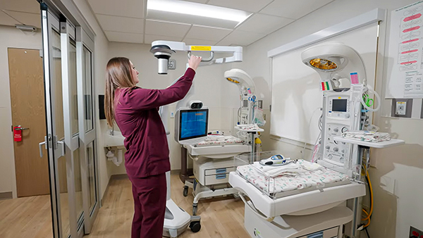OB Nurse in the newly renovated nursery.